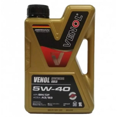 Олія моторна 5W40 VENOL Gold Synthesis 1л SM/CF A3/B3/B4